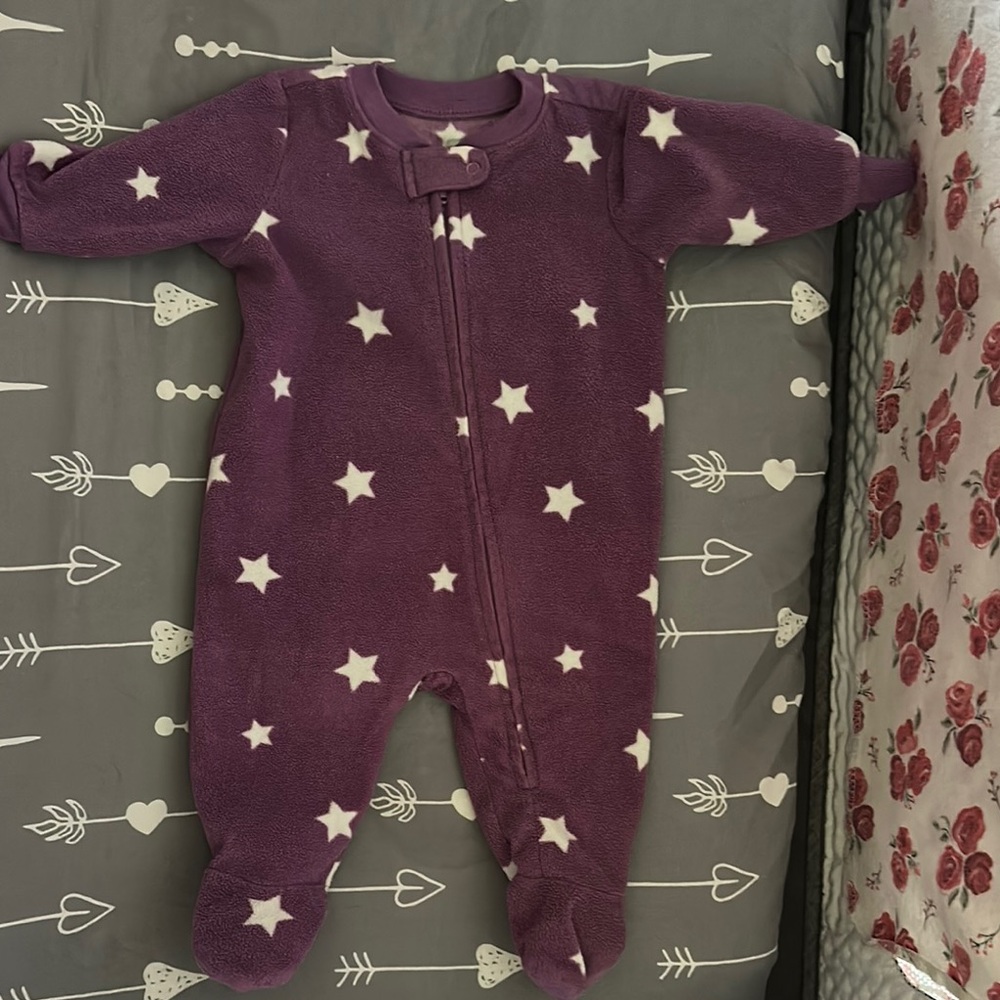 Purple Star-Print Fleece One-Piece for Kids